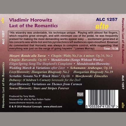 VLADIMIR HOROWITZ: LAST OF THE ROMANTICS