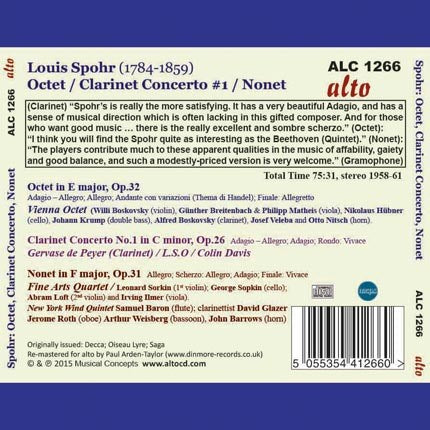 SPOHR: OCTET; CLARINET CONCERTO NO. 1; NONET - GERVASE DE PEYER, LONDON SYMPHONY, COLIN DAVIS