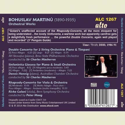 MARTINU: DOUBLE CONCERTO; SINFONIETTA GIOCOSA; RHAPSODY-CONCERTO FOR VIOLA - MACKERRAS