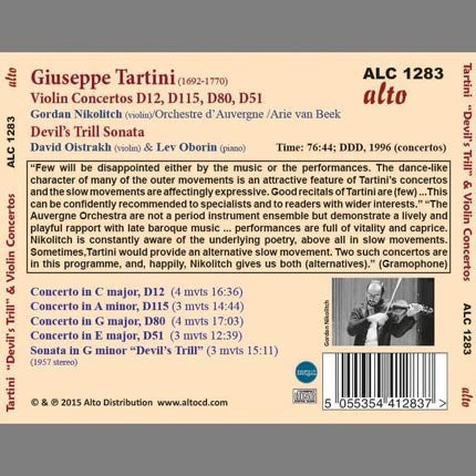 TARTINI: DEVIL'S TRILL SONATA; VIOLIN CONCERTOS D12 & D51 - DAVID OISTRAKH