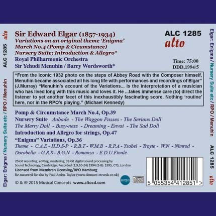 ELGAR: ENIGMA VARIATIONS, NURSERY SUITE; INTRODUCTION AND ALLEGRO - ROYAL PHILHARMONIC