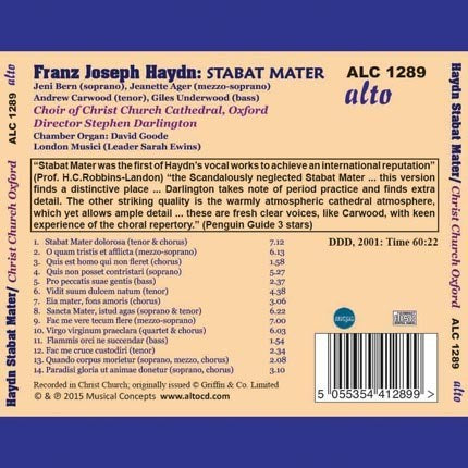 HAYDN: STABAT MATER - CHRIST CHURCH CATHEDRAL CHOIR, DARLINGTON