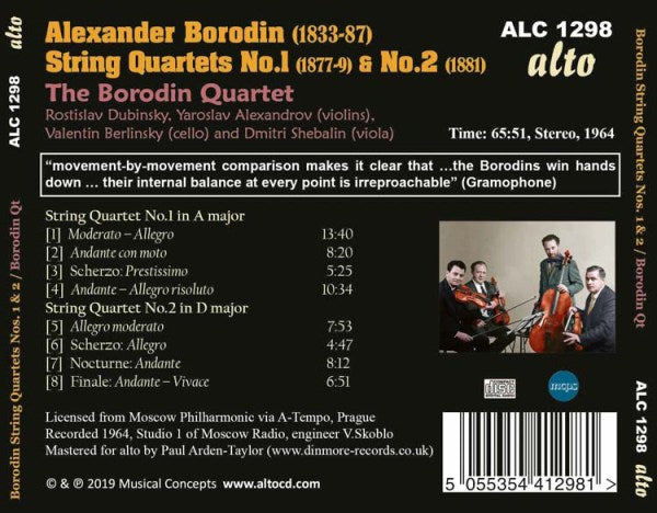 BORODIN: STRING QUARTETS Nos. 1 & 2 - BORODIN QUARTET