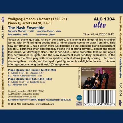 MOZART: TWO PIANO QUARTETS, K478 & K493 - NASH ENSEMBLE