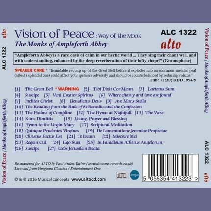 VISION OF PEACE: THE WAY OF THE MONK - GREGORIAN CHANT FROM AMPLEFORTH ABBEY