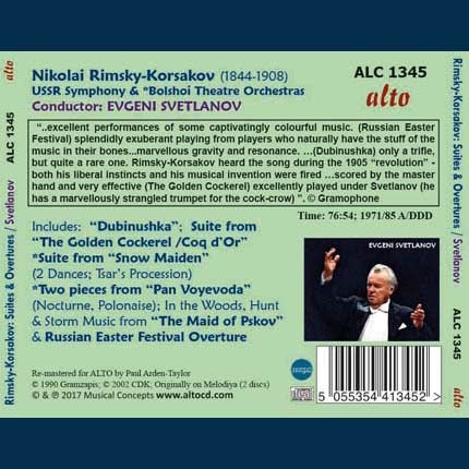 RIMSKY-KORSAKOV: FAMOUS SUITES & OVERTURES - SVETLANOV, USSR SYMPHONY