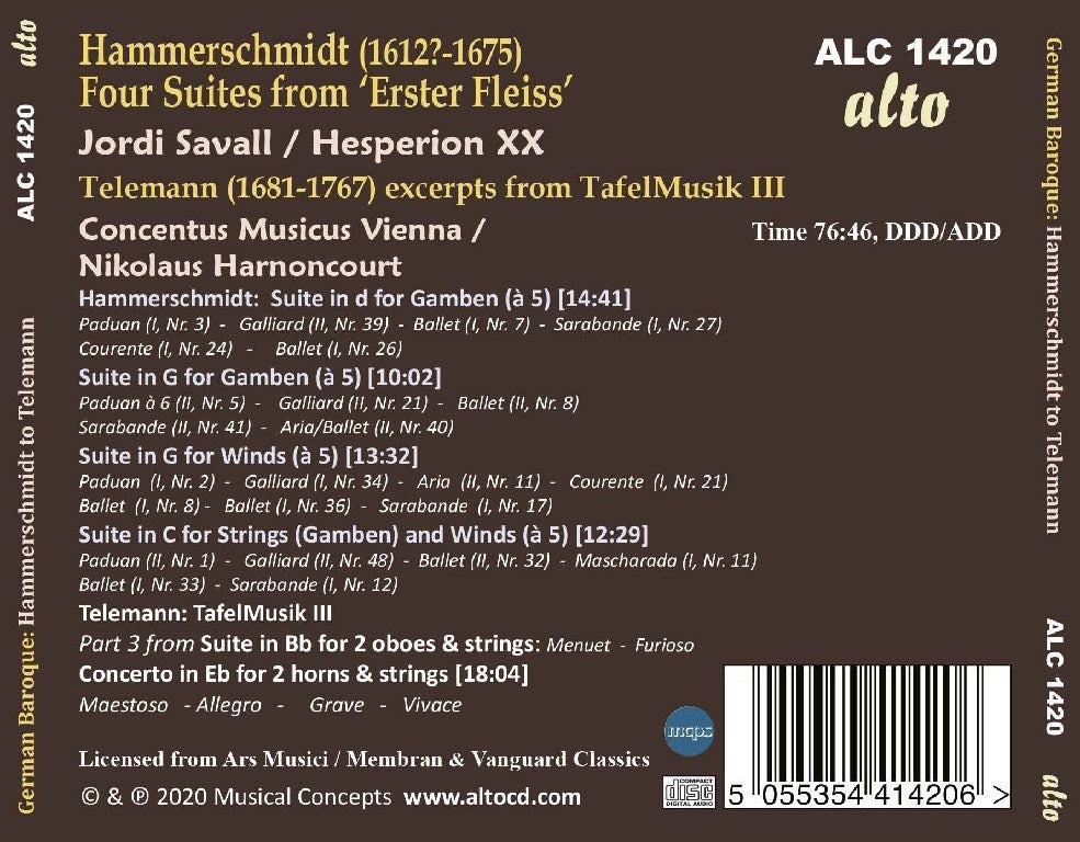 German Baroque: from Hammerschmidt to Telemann - Jordi Savall, Hesperion XX