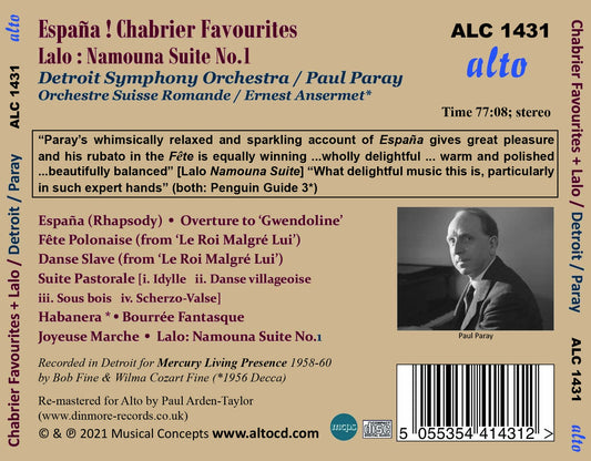 España! Chabrier Favourites; Lalo: Namouna Suite No.1 - Detroit Symphony Orchestra, Paul Paray