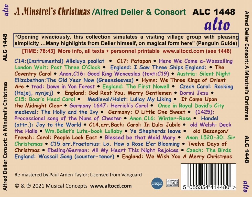 A MINSTREL'S CHRISTMAS - Alfred Deller and the Deller Consort