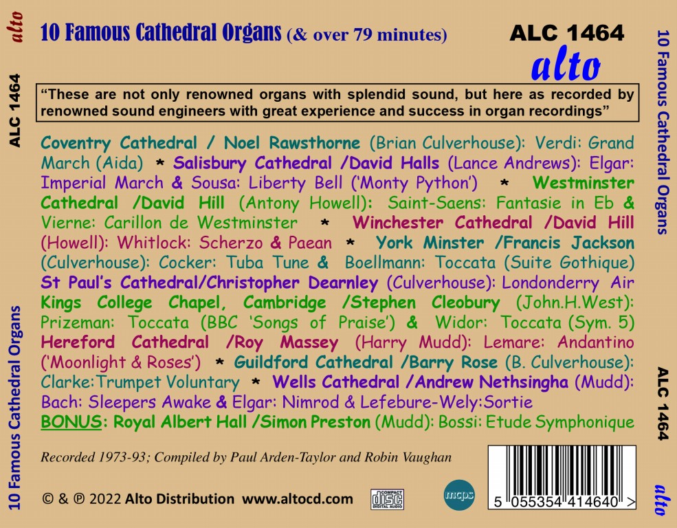 10 FAMOUS CATHEDRAL ORGANS (DIGITAL DOWNLOAD)