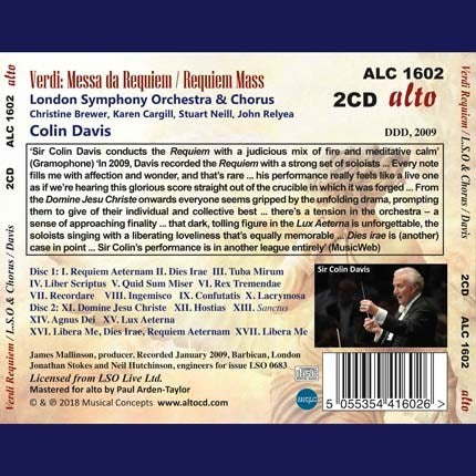 VERDI: REQUIEM MASS - COLIN DAVIS, LONDON SYMPHONY & CHORUS (2 CDS)