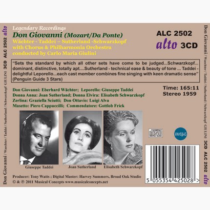 MOZART: DON GIOVANNI - GIULINI, PHILHARMONIA ORCHESTRA AND CHORUS (3 CDS)