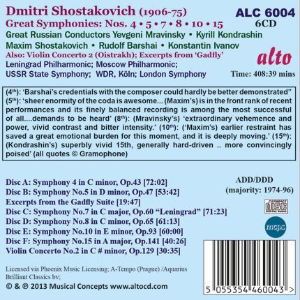 SHOSTAKOVICH: 6 GREAT SYMPHONIES (6 CDS)