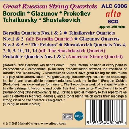 GREAT RUSSIAN STRING QUARTETS - PROKOFIEV, SHOSTAKOVICH, GLAZUNOV, BORODIN (6 CDS)
