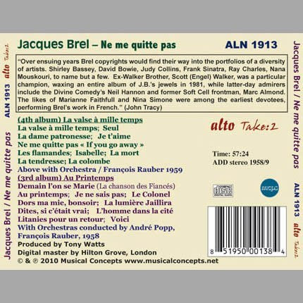 JACQUES BREL: NE ME QUITTE PAS (2 CLASSIC ALBUMS)