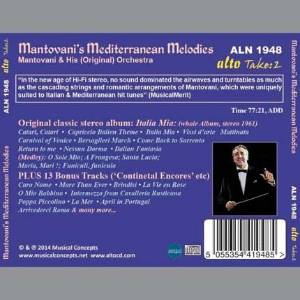 MANTOVANI: MEDITERRANEAN MELODIES