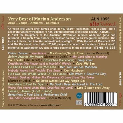 VERY BEST OF MARIAN ANDERSON - ARIAS, SONGS, ANTHEMS & SPIRITUALS