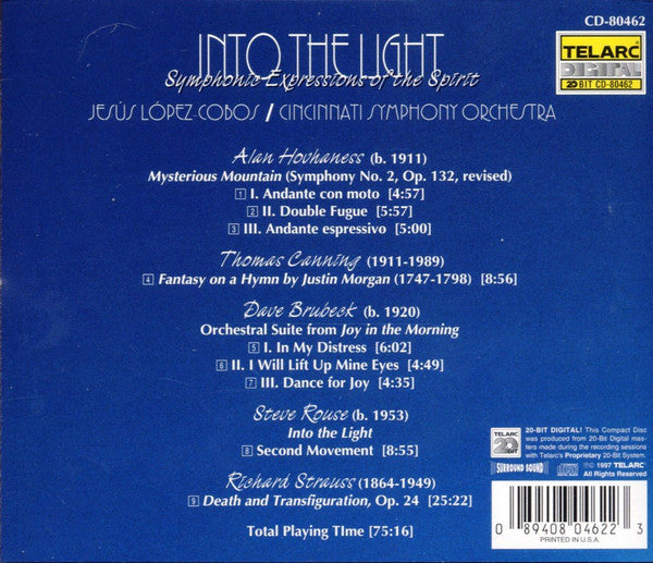 INTO THE LIGHT: SYMPHONIC EXPRESSIONS OF THE SPIRIT (STRAUSS/HOVHANESS/CANNING/BRUBECK) - Lopez-Cobos, Cincinnati Symphony Orchestra