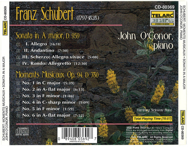 SCHUBERT: MOMENTS MUSICAUX; SONATA IN A MAJOR - John O'Conor