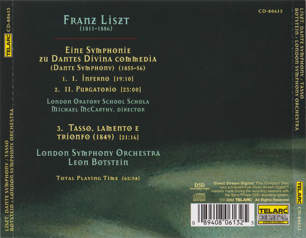 LISZT: DANTE SYMPHONY; TASSO LAMENTO E TRIONFO - Leon Botstein, London Symphony Orchestra
