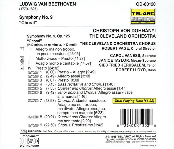 BEETHOVEN: SYMPHONY NO. 9 - Dohnanyi, Cleveland Orchestra