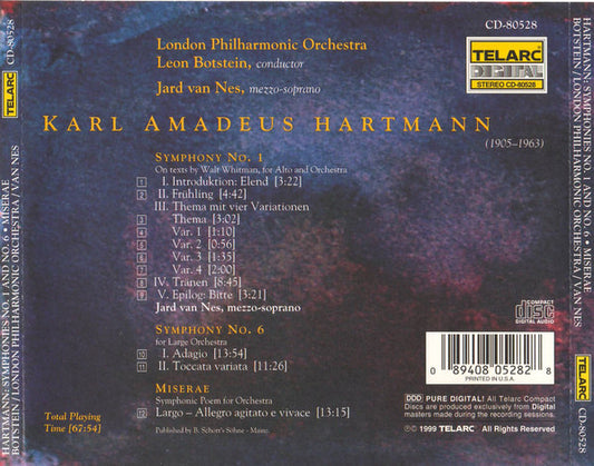 HARTMANN: SYMPHONIES NOS. 1 & 6; MISERAE - Botstein, London Philharmonic