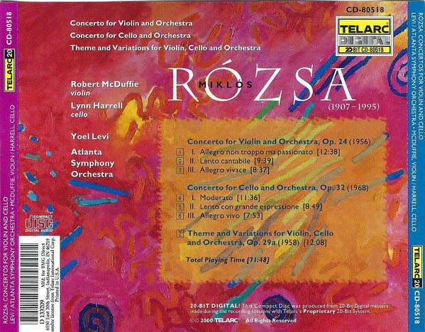 ROZSA: VIOLIN & CELLO CONCERTOS - Lynn Harrell, Robert MacDuffie, Atlanta Symphony Orchestra, Robert Spano