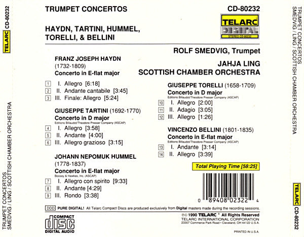 TRUMPET CONCERTOS (HAYDN/HUMMEL/TARTINI/TORELLI/BELLINI) - Rolf Smedvig, Jahja Ling, Scottish Chamber Orchestra