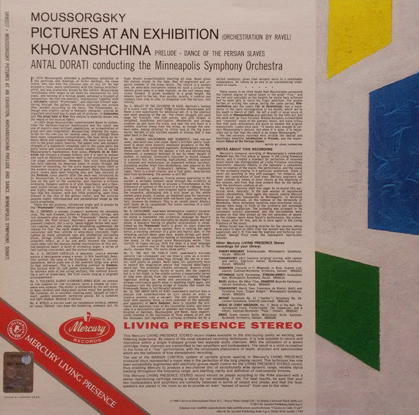 MUSSORGSKY: PICTURES AT AN EXHIBITION; KHOVANSHCHINA - ANTAL DORATI, MINNEAPOLIS SYMPHONY ORCHESTRA (180 GRAM VINYL LP)