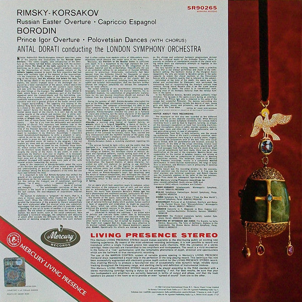 RIMSKY-KORSAKOV: CAPRICCIO ESPAGNOL, RUSSIAN EASTER OVERTURE; BORODIN: POLOVETSIAN DANCES; PRINCE IGOR - ANTAL DORATI, LONDON SYMPHONY ORCHESTRA (180 GRAM VINYL LP)