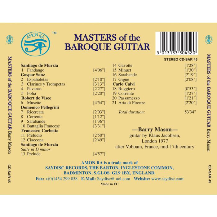 Masters of the Baroque Guitar - Barry Mason