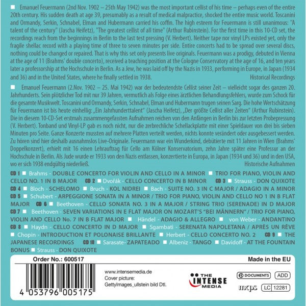 EMANUEL FEUERMANN: Milestones of a Cello Legend (10 CDS)