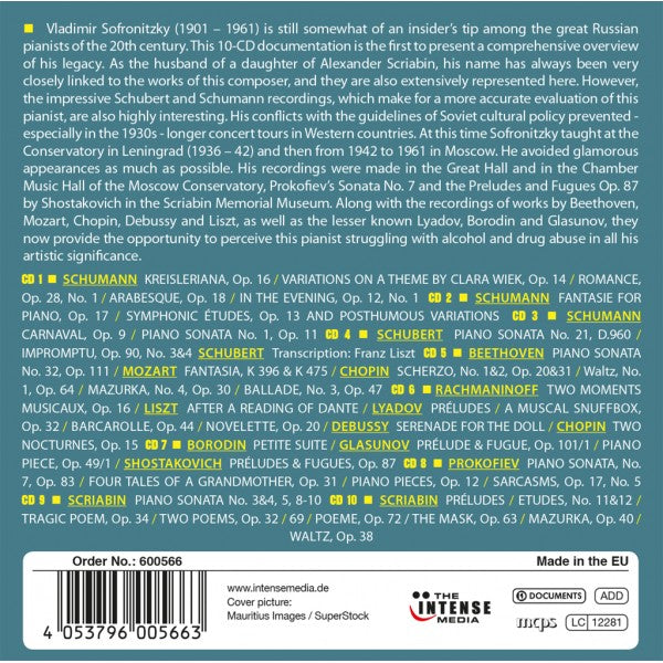 VLADIMIR SOFRONITZKY: MASTERPIECES AND RARITIES (10 CDS)