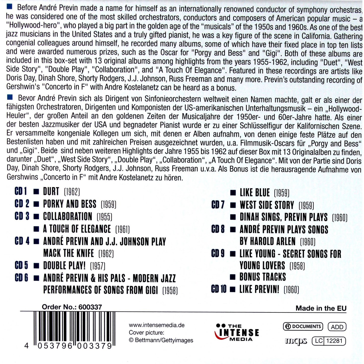 ANDRE PREVIN: JAZZ MILESTONES OF A LEGEND (10 CDS)