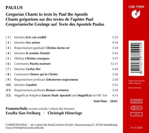 PAULUS: Gregorian Chant to texts by Paul - Frauenschola Exsulta Sion Freiburg