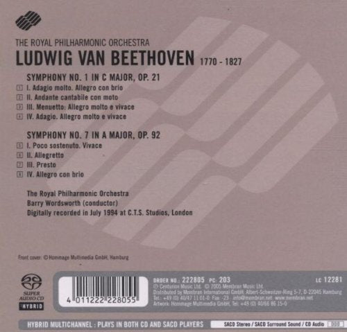 Beethoven: Symphonies 1 & 7 - Royal Philharmonic (Hybrid SACD)