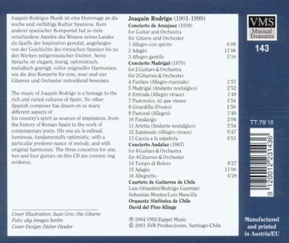 RODRIGO: Concerto de Aranjuez, Concerto Madrigal & Concerto Andaluz - Cuartetto de Guitarras de Chile/Orquesta Sinfonico
