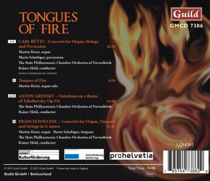 TONGUES OF FIRE: Spectacular Works by Rütti, Arensky & Poulenc - Heini, Schubiger, The State Philharmonic Chamber Orchestra of Novosibirsk
