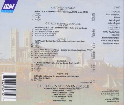 HANDEL & VIVALDI: Cantatas & Sonatas - The Four Nations Ensemble