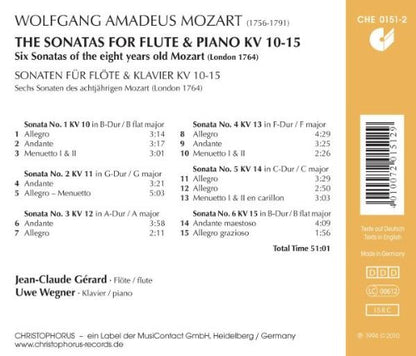 MOZART: The Sonatas for Flute and Piano, K. 10-15 - Wegner, Gérard