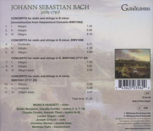 BACH: Violin Concertos - Monica Huggett, Sonnerie