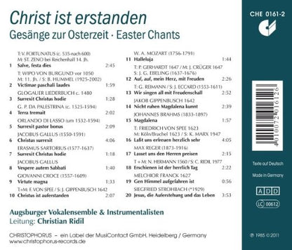 EASTER CHANTS (BRAHMS/CROCE/LASSO/MOZART/PALESTRINA): Augsbruger Vokalensemble & Instrumentalisten