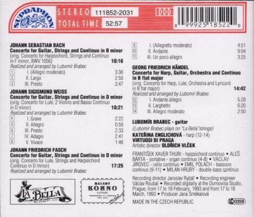 GUITAR CONCERTOS (Bach/Weiss/Fasch/Händel) - Lubomir Brabec, Virtuosi di Praga