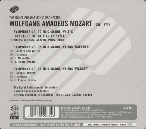 Mozart: Symphonies 32, 35 & 38 - Howard Shelley, Royal Philharmonic (Hybrid SACD)