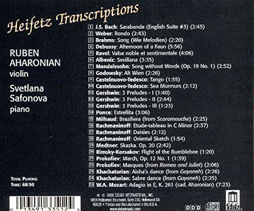 Heifetz Transcriptions- Ruben Aharonian, Svetlana Safonova