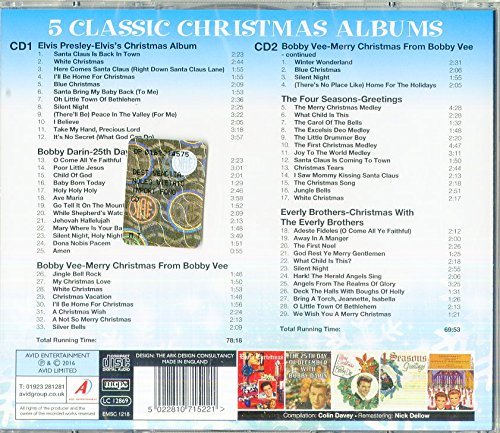FIVE CLASSIC CHRISTMAS ALBUMS (ELVIS’S CHRISTMAS ALBUM / THE 25TH DAY OF DECEMBER / MERRY CHRISTMAS FROM BOBBY VEE / THE FOUR SEASONS GREETINGS / CHRISTMAS WITH THE EVERLY BROTHERS) (2CD)