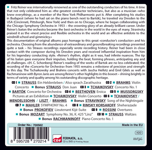 FRITZ REINER & THE CHICAGO SYMPHONY ORCHESTRA: MILESTONES OF A LEGENDARY CONDUCTOR (10 CDS)