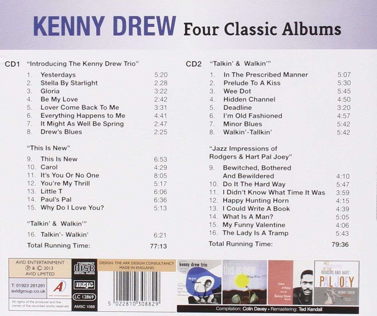 KENNY DREW - Four Classic Albums (Introducing The Kenny Drew Trio / This Is New / Talkin’ & Walkin’ / Jazz Impressions Of Rodgers & Hart - Pal Joey) (2CD)