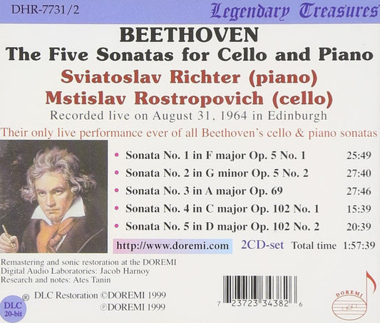 BEETHOVEN: Sonatas for Cello & Piano - ROSTROPOVICH, RICHTER (2 CDs)