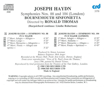 Haydn: Symphonies Nos. 88 & 104 In D "London" - Bournemouth Sinfonietta